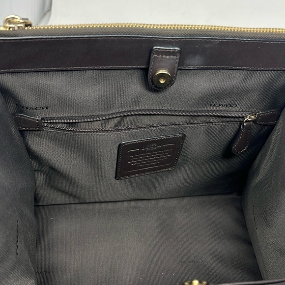 Coach Jacquard Logo and Brown Leather Satchel Shoulder Crossbody Bag - Picture 16 of 16